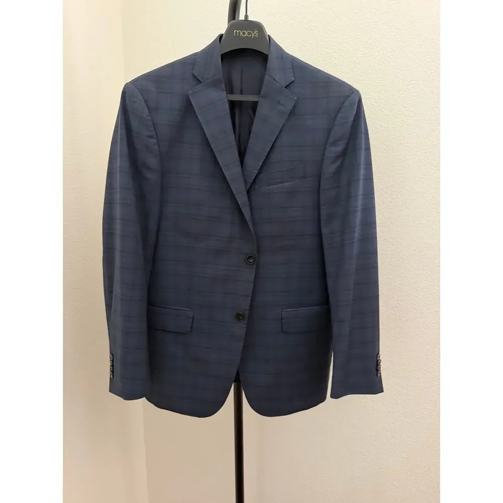 Michael kors blue plaid suit jacket size 38 S